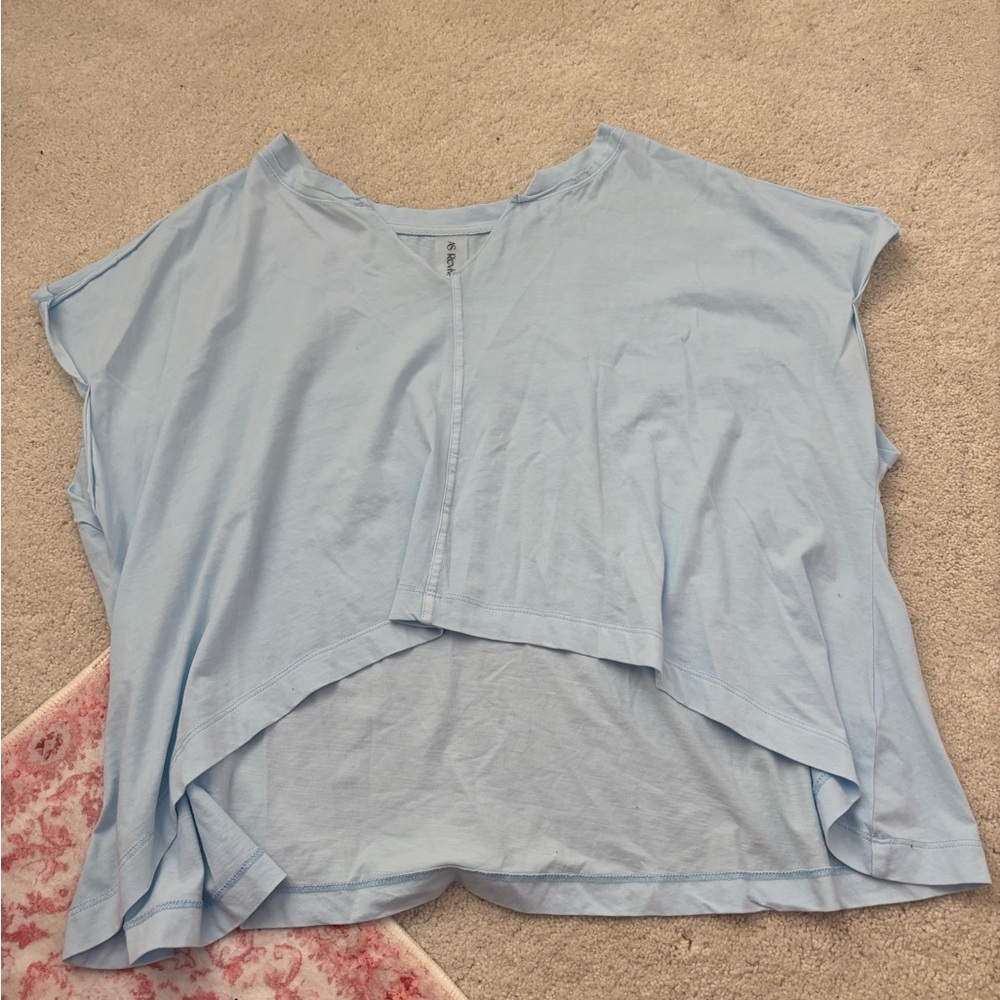 Altar'd State Blue Asymmetrical Blouse Relaxed Fit